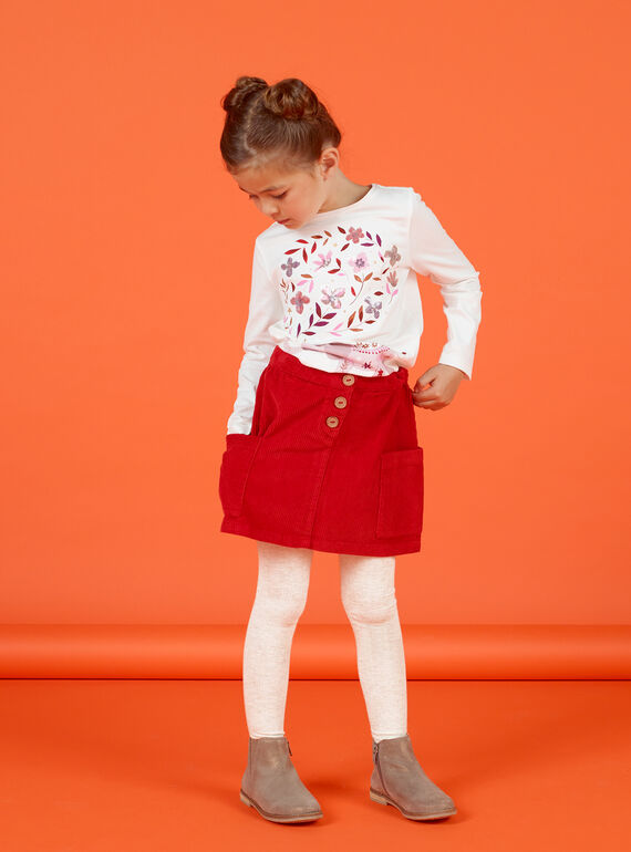 Girl's red ribbed skirt MACOMJUP1 / 21W901L2JUP408