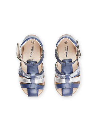 Navy blue leather sandals RISANDBLUE / 23KK3766D0E070