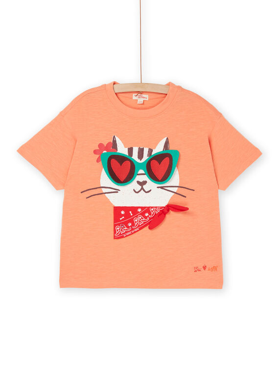 Orange short sleeves t-shirt with animal animation ROSPATI4 / 23S902P2TMCE413
