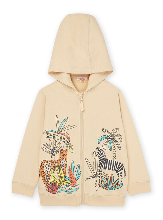 Ecru hooded vest with jungle pattern ROJUNGIL / 23S902U1GILA006