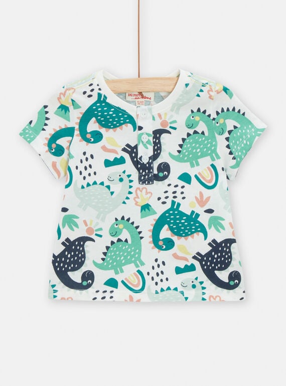 Ecru t-shirt with dinosaur print for baby boys TUCOTUN / 24SG10N4TMC003