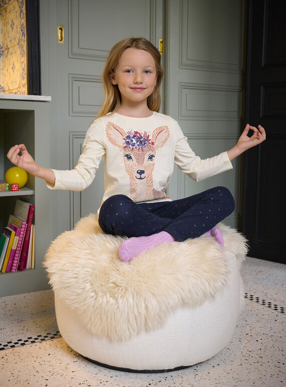 Girl's ecru doe T-shirt SAKHOTEE2 / 23W901Q2TML001