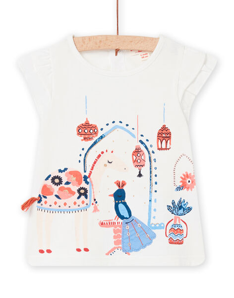 Baby Girl Ecru T-shirt with Fantasy Animation NISANTI2 / 22SG09S1TMC001