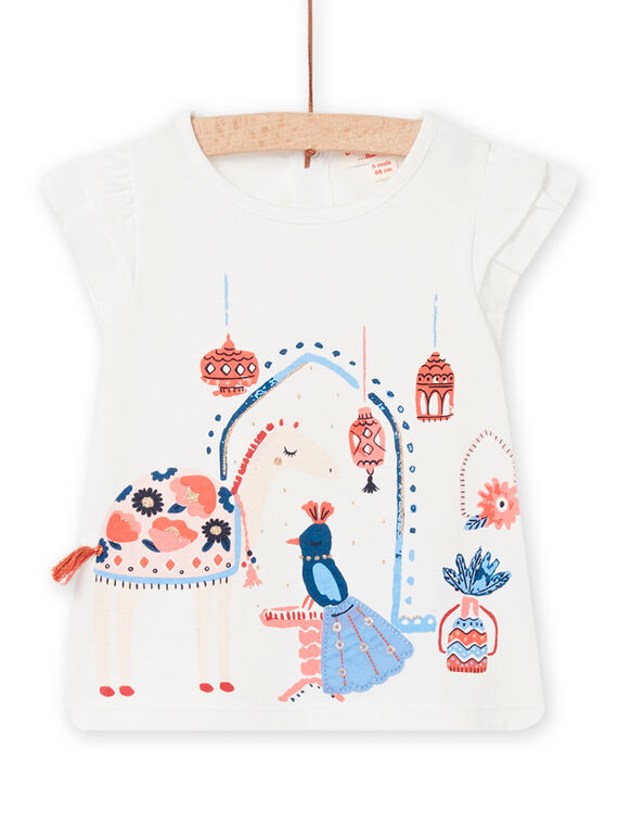 Baby Girl Ecru T-shirt with Fantasy Animation NISANTI2 / 22SG09S1TMC001