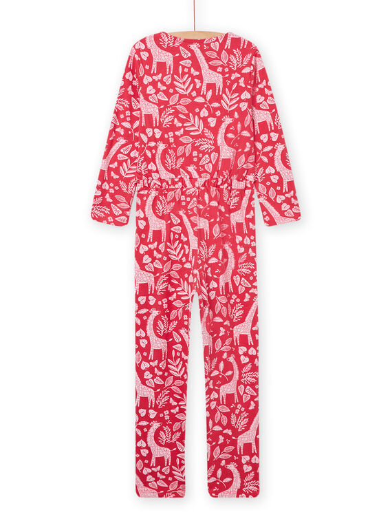 Pink night suit with foliage and giraffe print child girl NEFACOMBGIR / 22SH11G1D4FD318