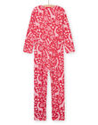 Pink night suit with foliage and giraffe print child girl NEFACOMBGIR / 22SH11G1D4FD318