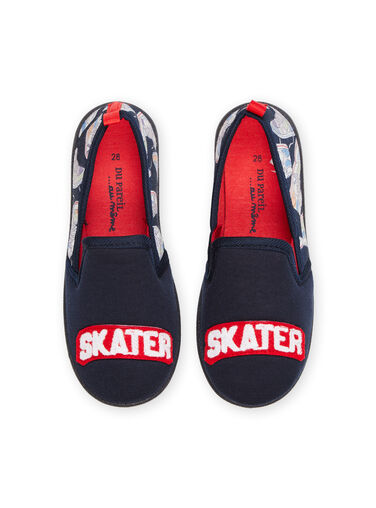 Navy blue slippers with skateboard and lettering print ROPANTSKATER / 23KK3641D0B070