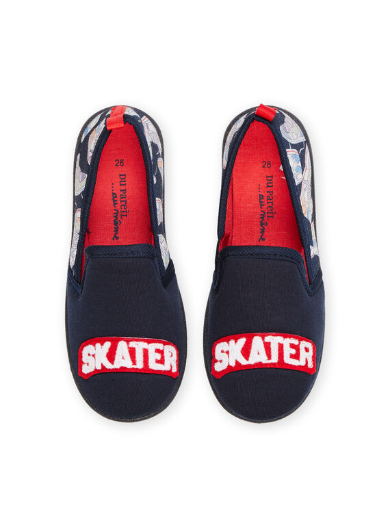 Navy blue slippers with skateboard and lettering print ROPANTSKATER / 23KK3641D0B070