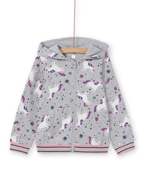 Grey heathered hoodie, unicorn print LAJOHOJOG1 / 21S90141D33943