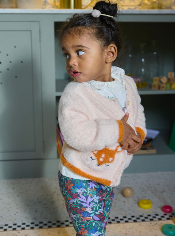 Pink and orange cardigan for baby girl SIKHOCAR2 / 23WG09Q2CAR318