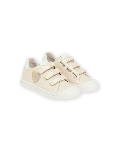 Gold sneakers with heart motif child girl NABASOLIVIA / 22KK3536D3F080