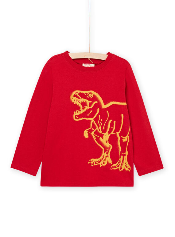 Red long sleeve t-shirt with dinosaur design POJOTEE1 / 22W902B4TML505