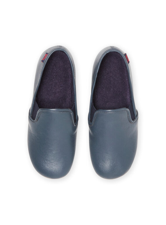 Navy blue leather slippers child boy NOBEAUFILS / 22KK3651D0B070