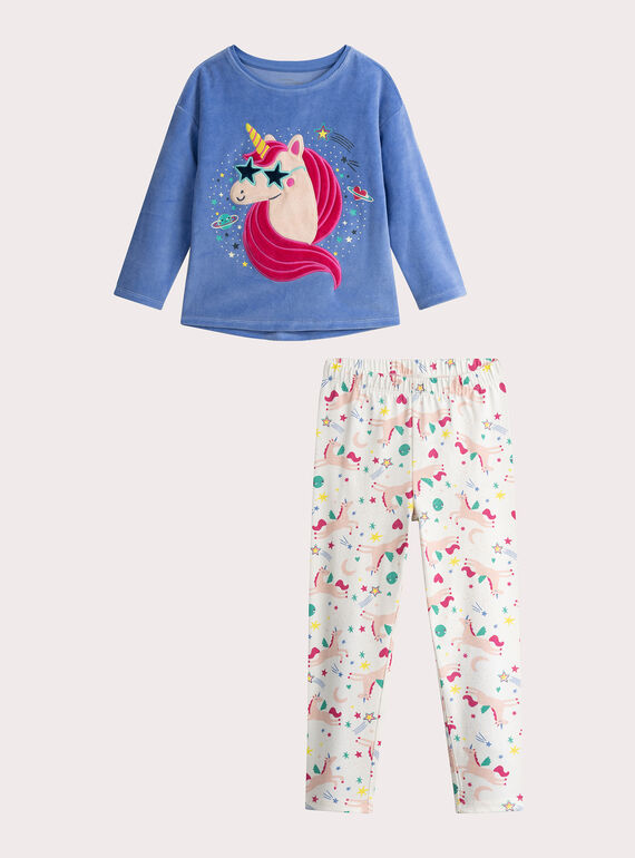 Phosphorescent pajamas with unicorn animation for girls  VEFAPYJUNI / 24WH1173PYJC201