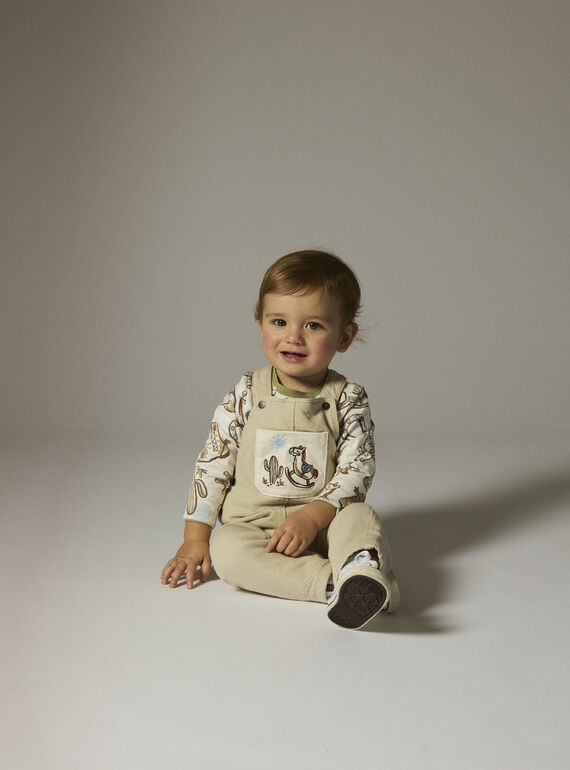 Baby boys' reversible patterned ecru T-shirt WULANTEE1 / 25SG1044TML001