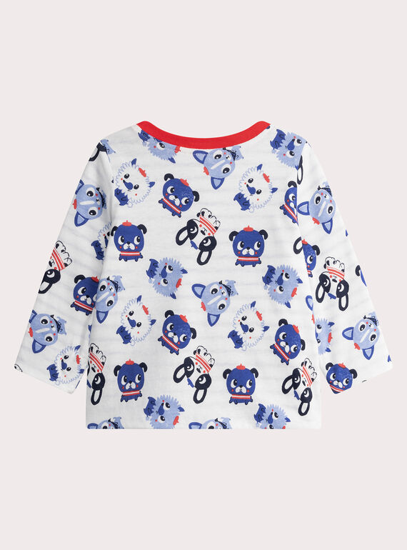 Baby boys' reversible ecru T-shirt WUKATEE1 / 25SG1035TMLA002