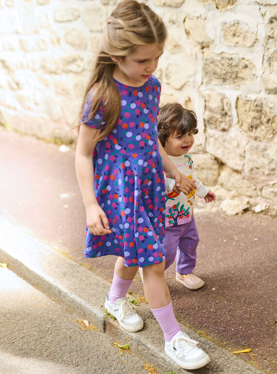 Periwinkle blue dress with fruit print SALINROB2 / 23W901H1ROB221