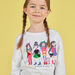 Girl's ecru puffed sleeves T-shirt with reversible sequin print