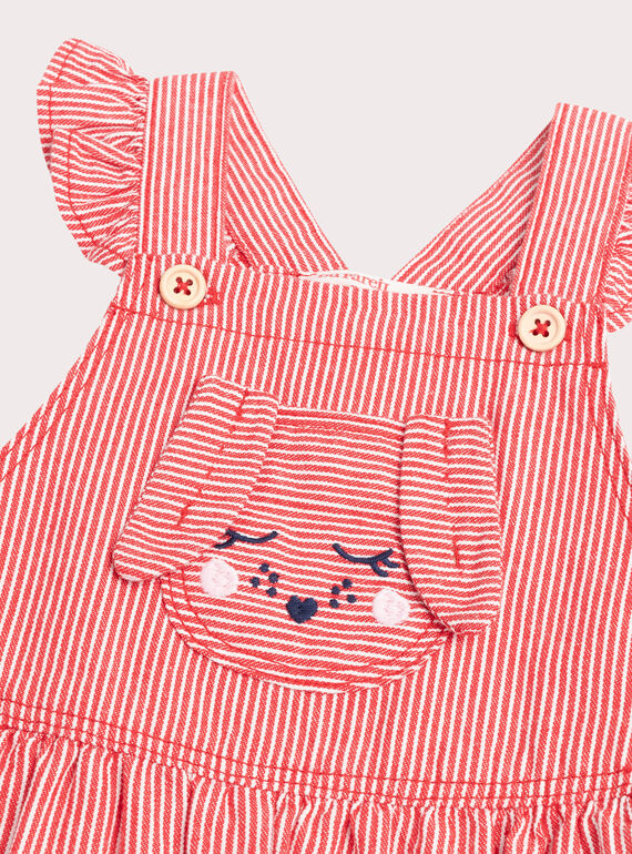 Baby girls' red striped dungarees WIKASAL / 25SG0932CBLA001