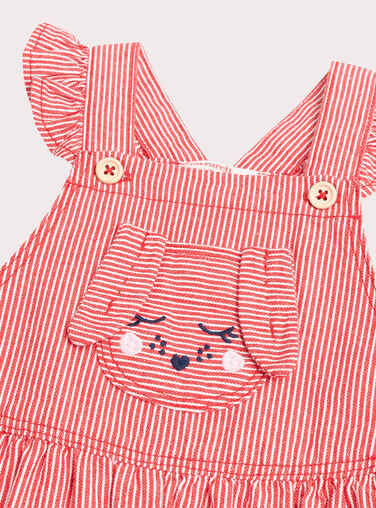 Baby girls' red striped dungarees Baby girls' red striped dungarees WIKASAL / 25SG0932CBLA001