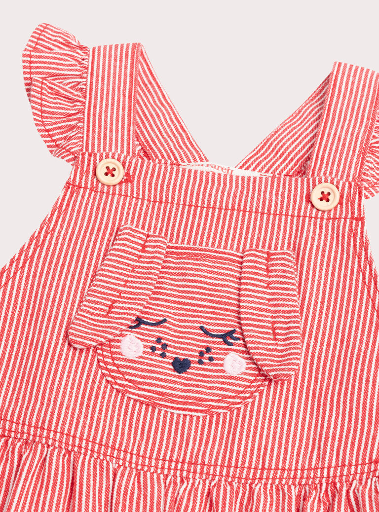 Baby girls' red striped dungarees Baby girls' red striped dungarees WIKASAL / 25SG0932CBLA001