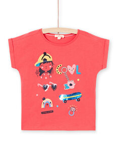 Girl's red short sleeve t-shirt LAHATI1 / 21S901X1TMCF506