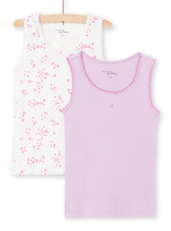 Set of 2 assorted white and purple tank tops for baby girl MEFADERIB / 21WH11B3HLI001