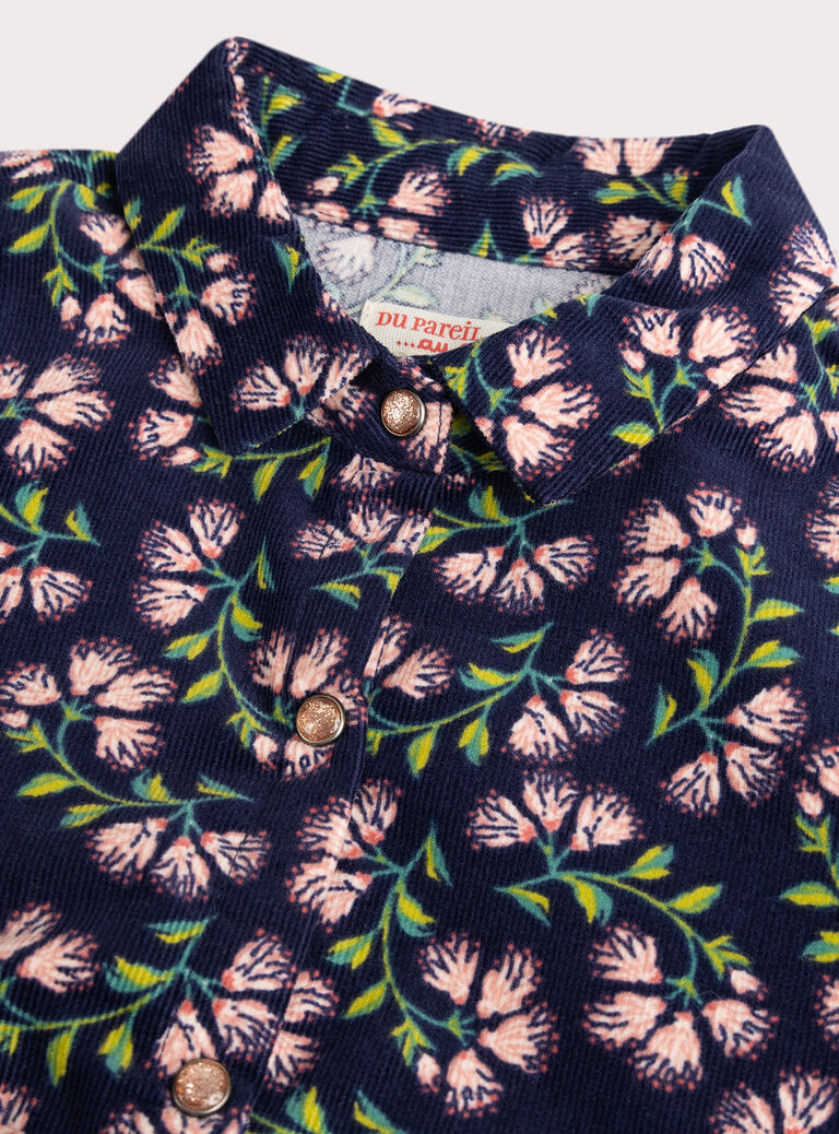 Floral print rivet navy dress for girls  Floral print rivet navy dress for girls  VAKLIROB3 / 24W90143ROB070