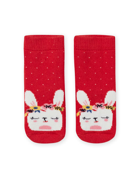 Baby girl's red socks with bunny dots LYIHACHOB / 21SI09X1SOQ505