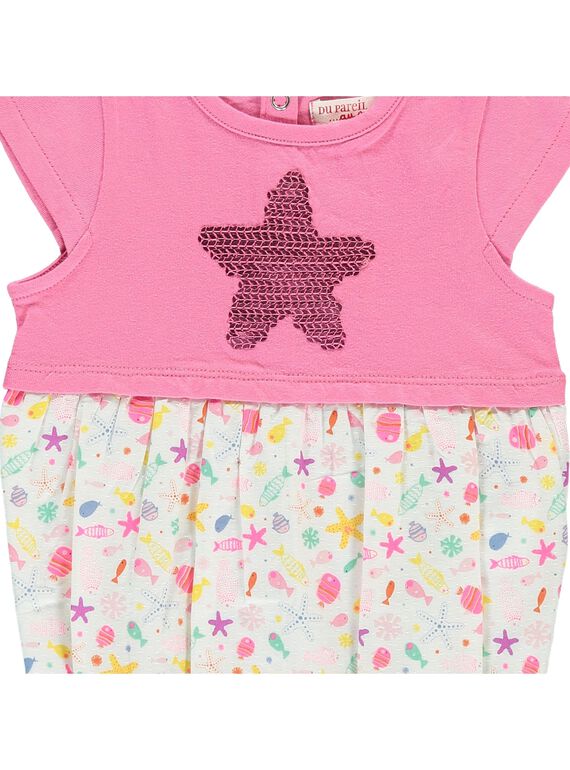 Baby girls' romper in two fabrics CIMABAR2 / 18SG09U2BAR313