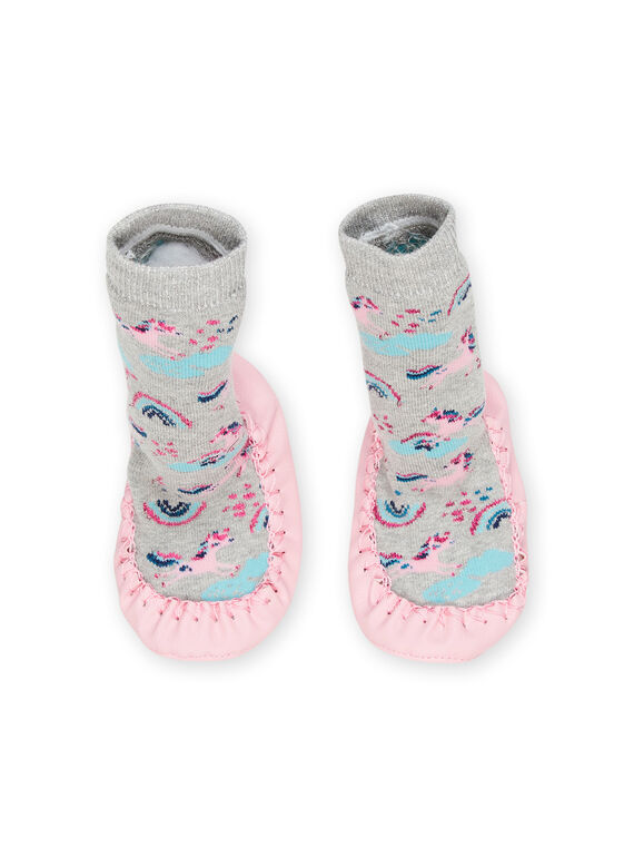 Slippers socks with unicorns and rainbow print PACHO7CORN / 22XK3542D08943