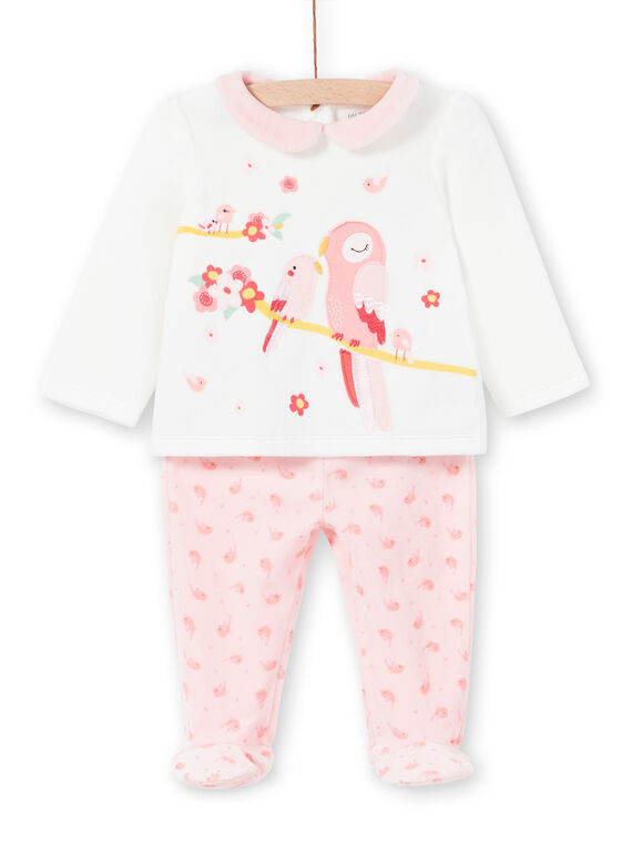 Baby girl's velvet pajamas with bird patterns LEFIPYJAMI / 21SH1311PYJ001