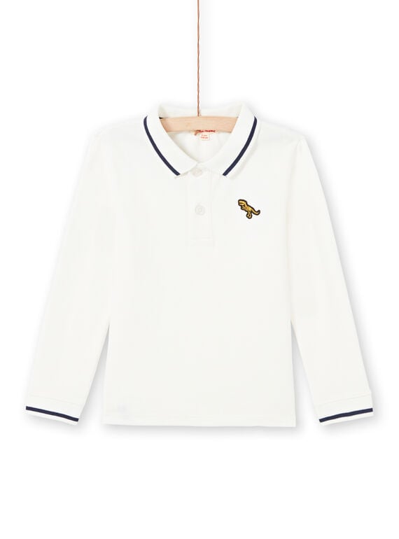 Boy's long sleeve polo shirt ecru MOJOPOL2 / 21W90214POL001