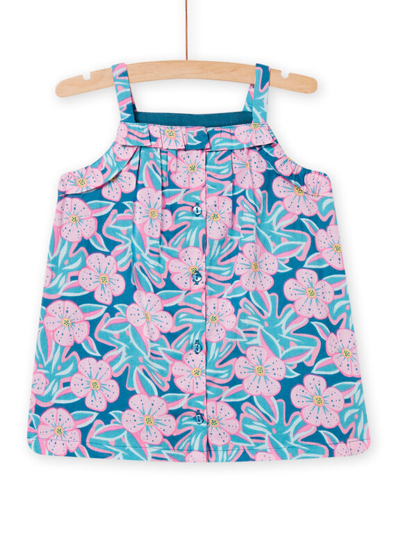 Baby girl petrol blue dress with floral print 22SG09U2ROB215