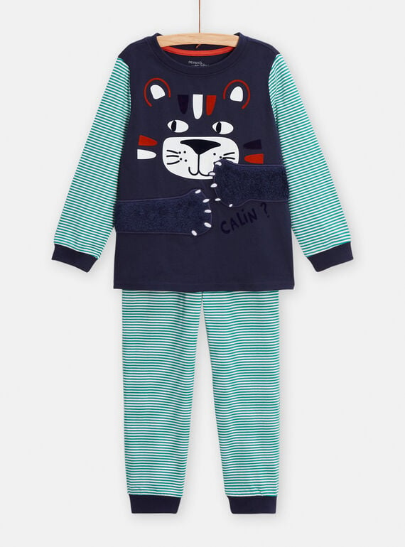 Blue pyjamas with tiger animation for boys TEGOPYJTIG / 24SH124APYJ705