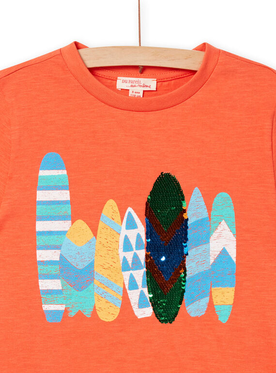 Child Boy Orange Sequin Reversible T-Shirt NOWATI5 / 22S902V4TMC409