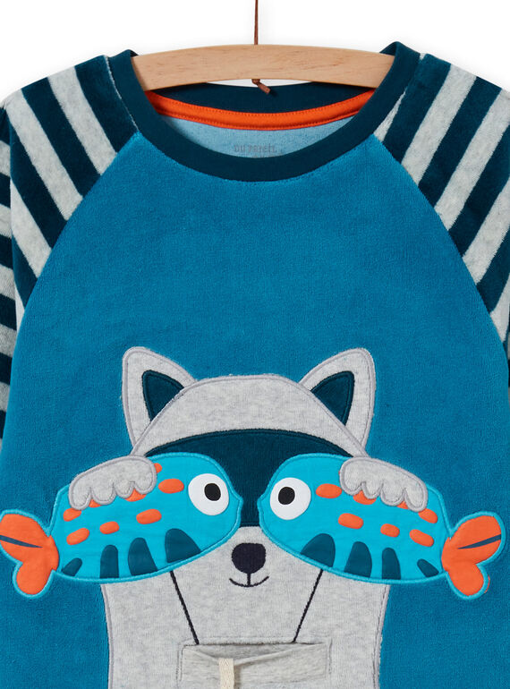 Boy's grey raccoon pajama set MEGOPYJRAC / 21WH1286PYJC235