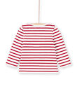 Baby girl's white and red reversible T-shirt MIMIXTEE / 21WG09J1TML001