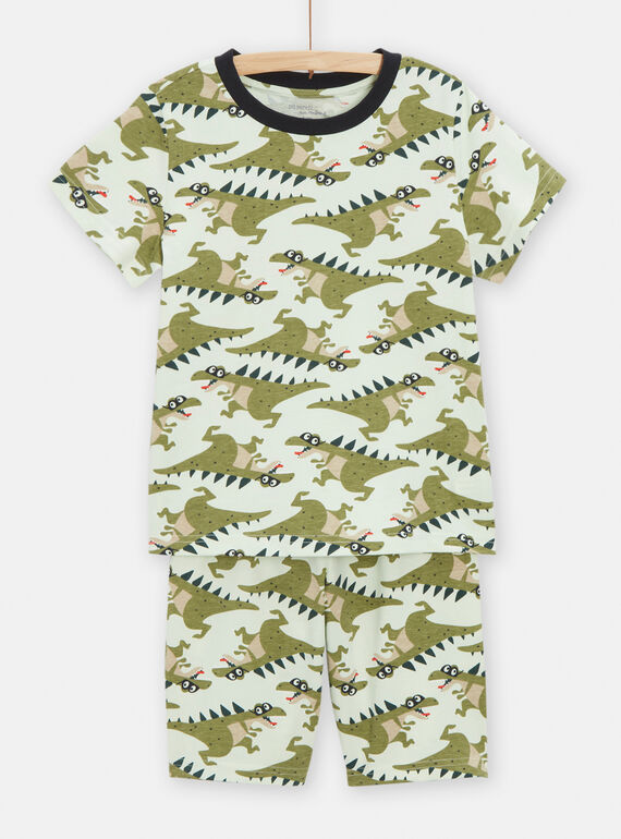 Green pyjamas with dinosaur print for boys TEGOPYCTREX / 24SH1255PYJG601