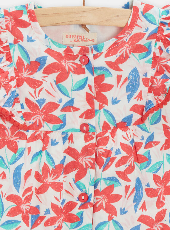 Ecru overalls with floral print for baby girls TICLUSAL / 24SG09O1SAL001