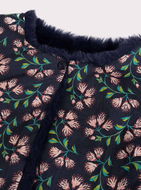 Navy fur reversible cardigan for girls  VAKLICAR1 / 24W90142CAR070