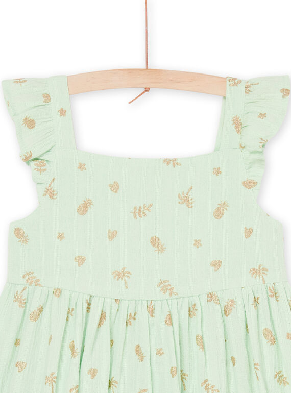 Almond green dress with ruffled sleeves RAEXOROB2 / 23S901V3ROB611