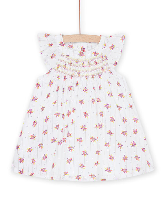 White sleeveless dress with fancy print RINEOROB3 / 23SG09O1ROB000
