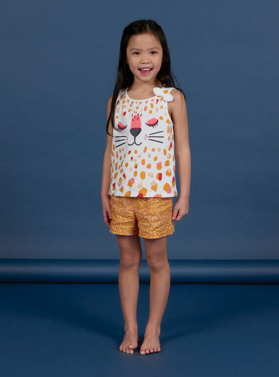 Child girl white and orange leopard print pajama set NEFAPYJNEO / 22SH11HAPYJ000