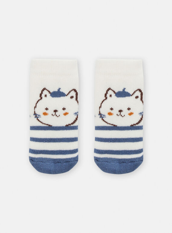 Girls' white cat socks TOU1CHO3 / 24SF41H1SOQA001