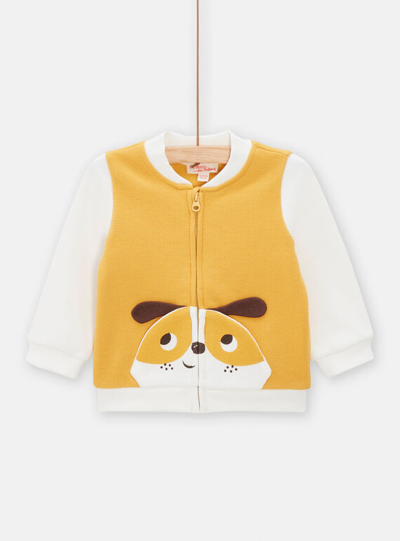Baby boy sunshine yellow teddy vest with dog design TUJOGIL2 / 24SG1082GIL102