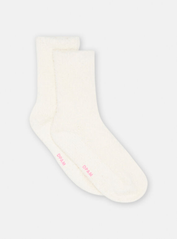 Girl's soft ecru socks SYAJOSCHO6 / 23WI01M1SOQ001