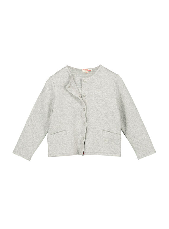Girls' light grey padded cardigan FAJOCAR1 / 19S901Y1D3C943