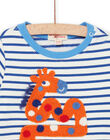 T-shirt with giraffe motif in curly embroidery RUNAUSWE / 23SG10N1SWEC231