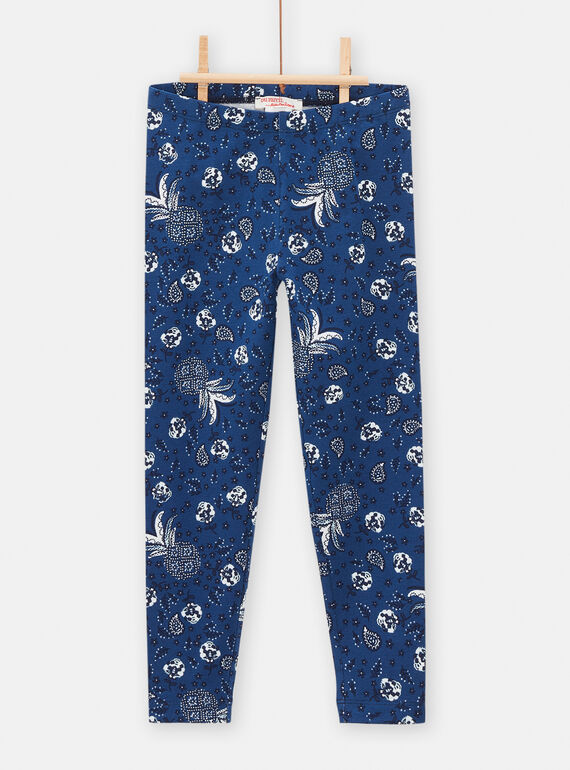 Bondi blue flower print legging for girls TYADELEG / 24SI01J1CALC220